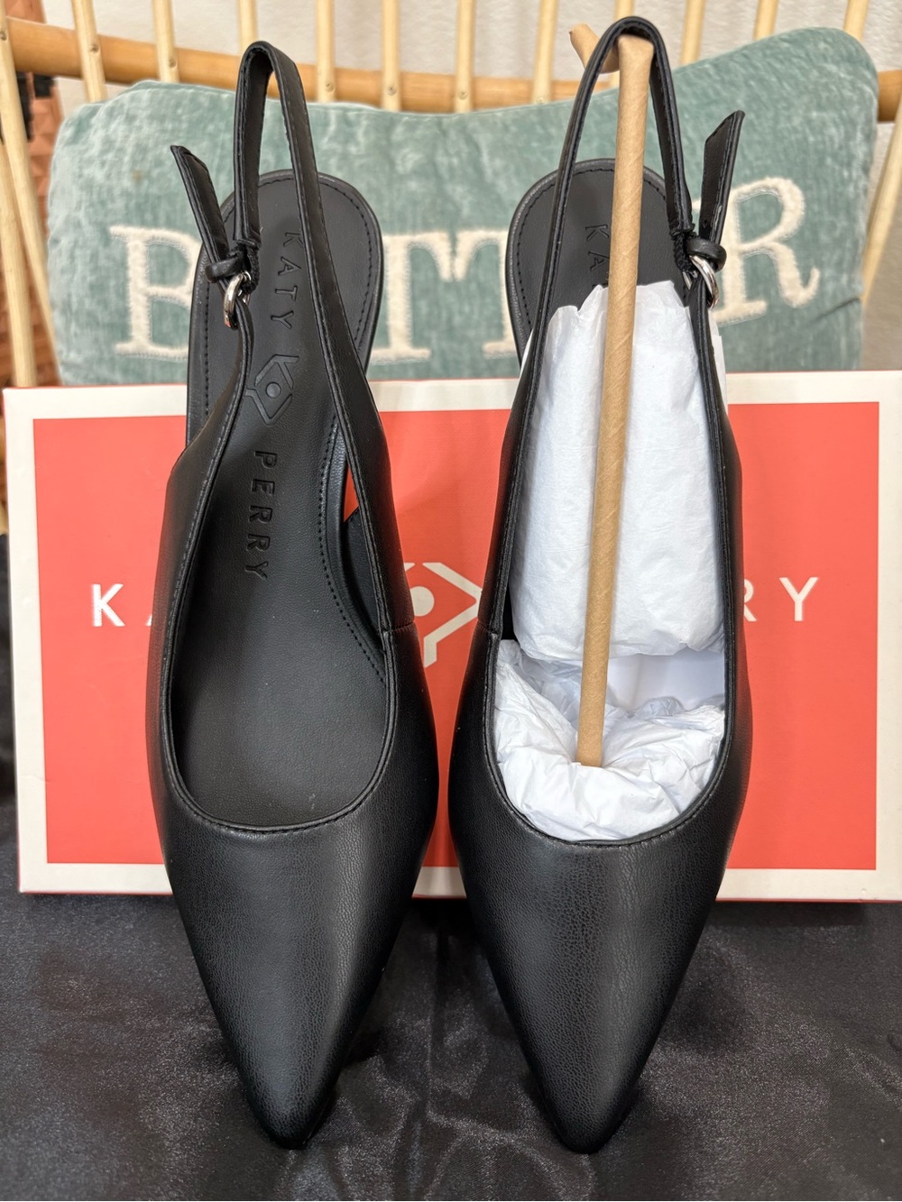 Katy Perry Collections Black Pointed Slingback Heels - Picture 5 of 7